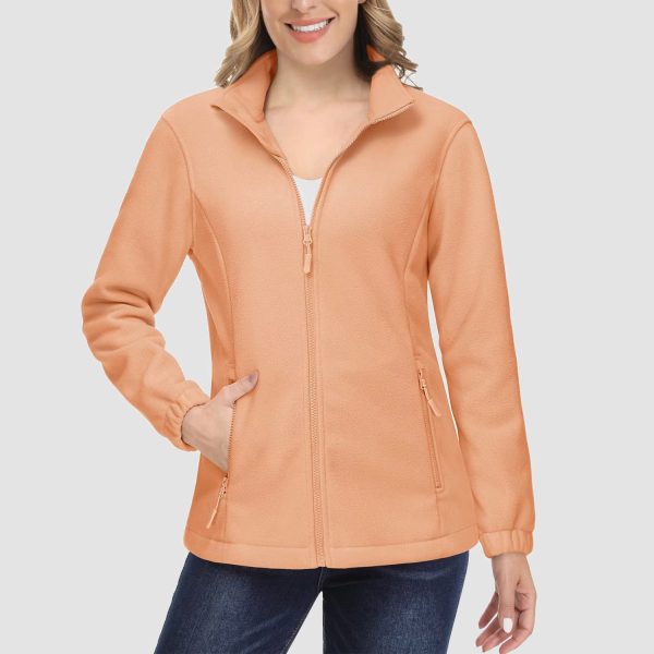 c2ffb0f6261687c913a15e791851dd89111f85adcae312820e5f26daa0d8be7f.jpg Women's Fleece Jacket Soft Full Zip Warm Long Sleeve with 2 Zipper Pockets Winter Jackets