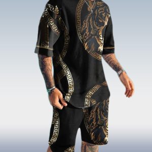 c7d00bb3c8bf26e38239eb182517a07c04eec73bc6280cfd57886400ef458143.jpg Men's Tiger Print Short Sleeve Two-Piece Set 3 Colors