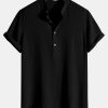c88ef0094be480c98b5e0324dd5ac661bdf65bd3d5fea92f22941a85277812cb.jpg Wrinkled Cotton Half Open Placket Henley Collar Shirt & Straight Leg Linen Pants
