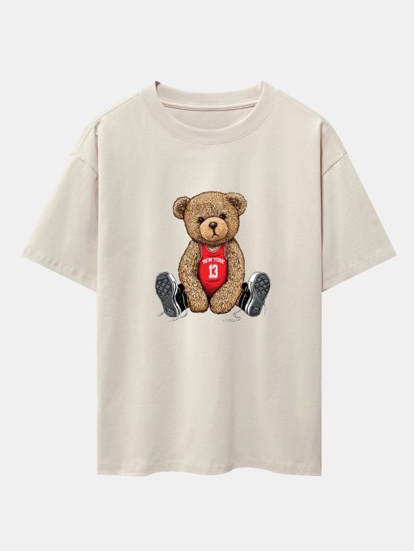 c8a19a34f34370bb0424dbf10aae6b0f2aa01ead5795bfbbc4a7fd66cb1bcc1c.jpg New York Bear Print Drop Shoulder Oversize T-Shirt