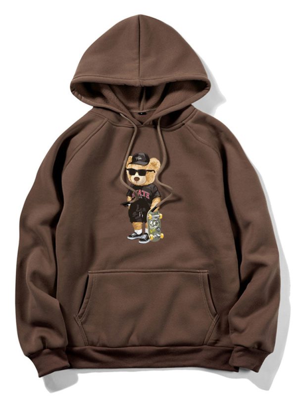 Skate Bear Print Hoodie