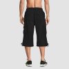 Men Summer Casual 3/4 Long Cargo Shorts Twill Cotton Elastic Waist Multiple Pockets Comfortable Capris Trousers