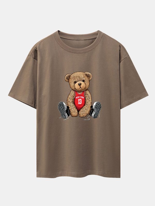 cca3e4b63ebe73410b71664f88d5d7401bacaffdc2028fbb98fd2d3340fe605a.jpg New York Bear Print Drop Shoulder Oversize T-Shirt