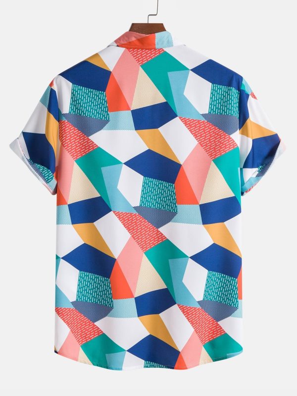 cf99f9d6d1fee5a7518f14769a5663b4a6657ca5f086d23d98e65ecc6b7557f2.jpg Color Block Geometric Print Shirt & Swim Shorts