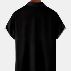 d2ef515712dea48c9fbf88fd4634434e977467259b94ff64a1d0e13b6f5bb7cf.jpg Christmas Snow Chest Pocket Short Sleeve Bowling Shirt