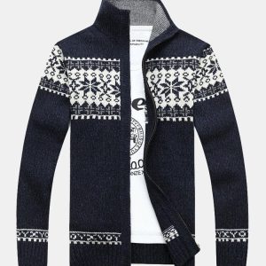 d5a23620f6e1ccbe9836f3ed6931b5a2f6f0f6317bb5c009bdfce2c0bc383983.jpg Christmas Geometric Print Zip Up Sweater