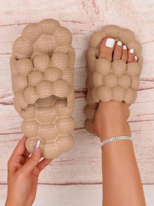 d80beb2804f702720d31dbe0d00f198953bd737ef3780e7840aa8aeef128b762.jpg Women Single Band Bubble Slides, Coop Open Toe Sandals