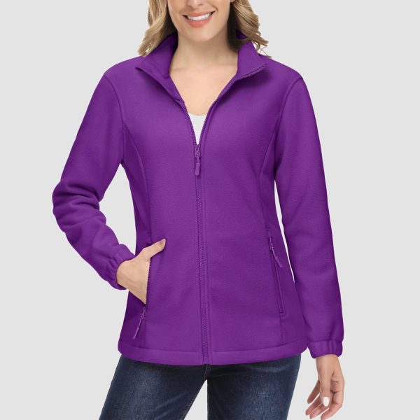 d8b92aa78b86eca76bc7495966c274ed0604c0eba2a34c2f370f1693c5ac740e.jpg Women's Fleece Jacket Soft Full Zip Warm Long Sleeve with 2 Zipper Pockets Winter Jackets