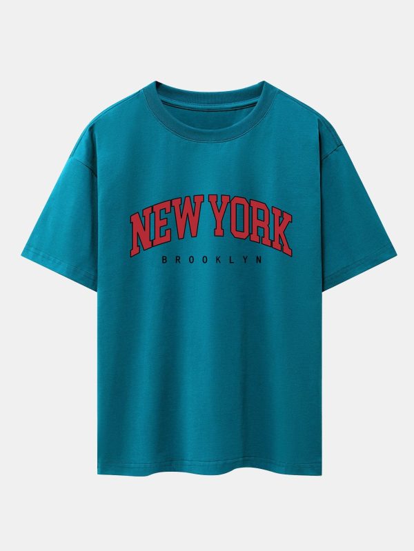 da55b03987f31fafb78b59774e550a9c982816844cb47bbd9d90023d301d6a7c.jpg New York Print Drop Shoulder Oversize T-Shirt