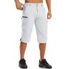 Men's Workout Gym Shorts with 7 Pockets Quick Dry 3/4 Capri for Hiking