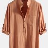 dcfcff9551107c6a46b4b50837d022d6dc4ad681a2e3c982b2e3f92d134b4d1c.jpg Long Sleeve Linen Look Henley Collar Shirt