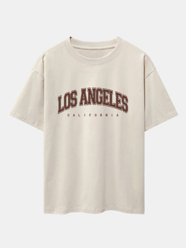 Los Angeles Print Heavy Weight Oversize T-Shirt & Loose Fit Corduroy Cargo Pants