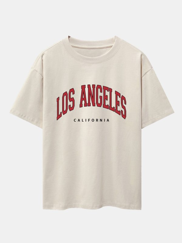 df53c003f1a3f714b2ed967f272fba44e8dc27069365b63ed19b165c5790fc13.jpg Los Angeles Print Drop Shoulder Oversize T-Shirt