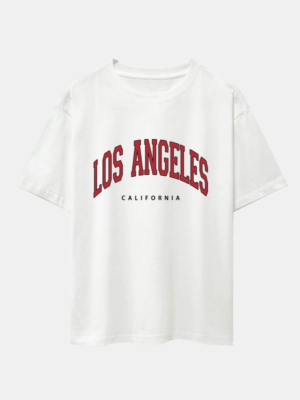 Los Angeles Print Drop Shoulder Oversize T-Shirt & Corduroy Shorts