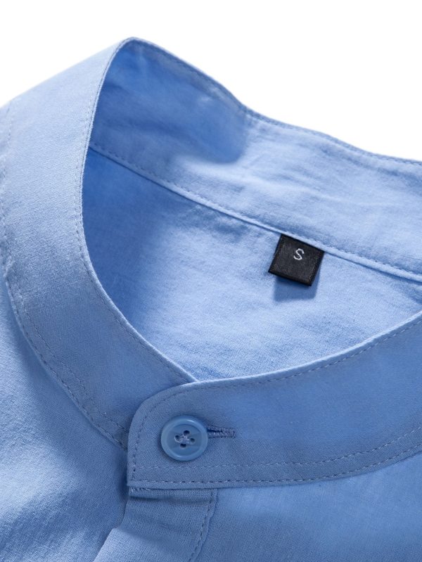 e6d0e7a0bf437867067d3dc4031e933381608b6bc5fad7f3d7bc54153abd877b.jpg Long Sleeve Linen Look Henley Collar Shirt