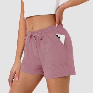 e84c91d1d92f26486700c10e489fb8c3a94475b9e2602bc65e64f29bbc38fae8.jpg Women's Running Shorts Gym Workout Quick Dry Relaxed Fit Casual Shorts with 2 Pockets