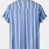 Stripe Print Button Up Shirt & Swim Shorts
