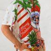 Mens Christmas Santa Surfing Print Front Buttons Soft Breathable Chest Pocket Casual Hawaiian Shirt