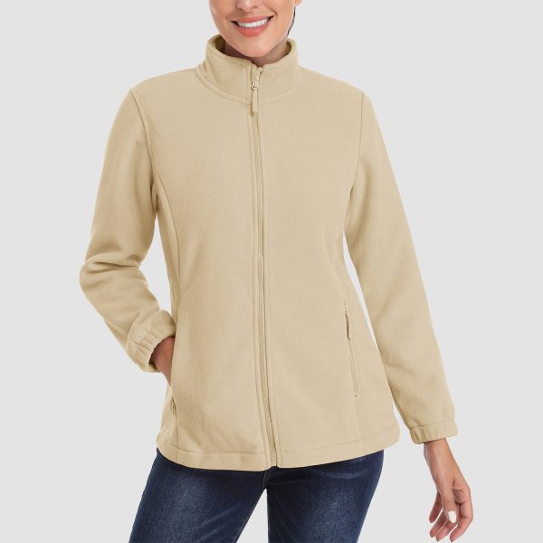 ebac318760727c3dfc84e13dc4926819d24e05c7fd8cd35297c135769c43cfd6.jpg Women's Fleece Jacket Soft Full Zip Warm Long Sleeve with 2 Zipper Pockets Winter Jackets