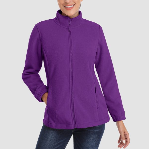ecdeb0af480adc6e0e1cabb283e120289cf0470bf884a7840f1fa9bc9c7fcd92.jpg Women's Fleece Jacket Soft Full Zip Warm Long Sleeve with 2 Zipper Pockets Winter Jackets