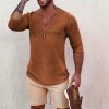 ed20634e34008dc4d2f6ddd09875379fc11912a975c472f477b7c0724b0f8370.jpg Men's Deep V Neck Breathable Linen Cotton Mid Sleeve T-Shirt