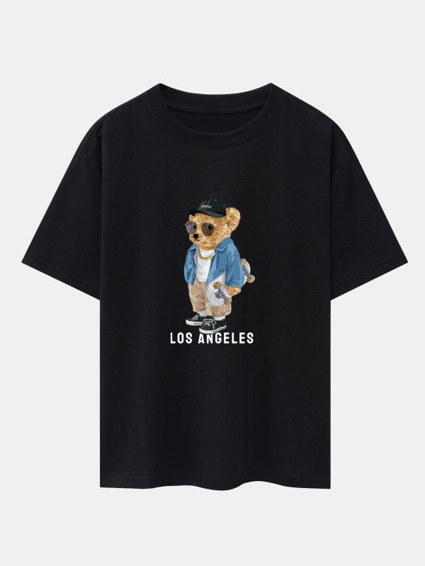 ef29ae6e062725561508ceced9722ecfa115ed554c3eaff083c0632359fba93e.jpg Los Angeles Skate Bear Print Heavy Weight Oversize T-Shirt