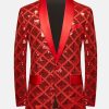 f0bea05deddffda7906b14867b5eb429bb8b829eda6ebcd2da284046cdb91ad9.jpg Elegant Plaid Sequin Shawl Lapel One Button Slim Fit Blazer