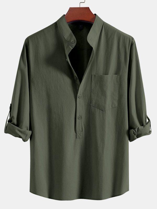 fa93e0c662cb1c9b06caab25c9f300614182bd51f2a2c83bbb44ff11f84e16be.jpg Long Sleeve Linen Look Henley Collar Shirt