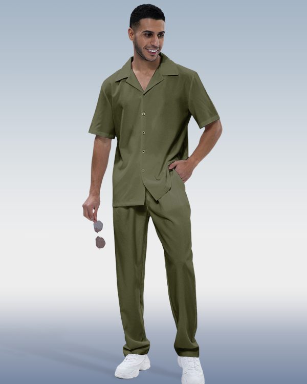 fb0bc8275bcabd58594a944406df39c3f3d2bc03941aa315f10c203dd963d420.jpg Suitmens Men's Solid Short Sleeve Walking Suit 3 Colors